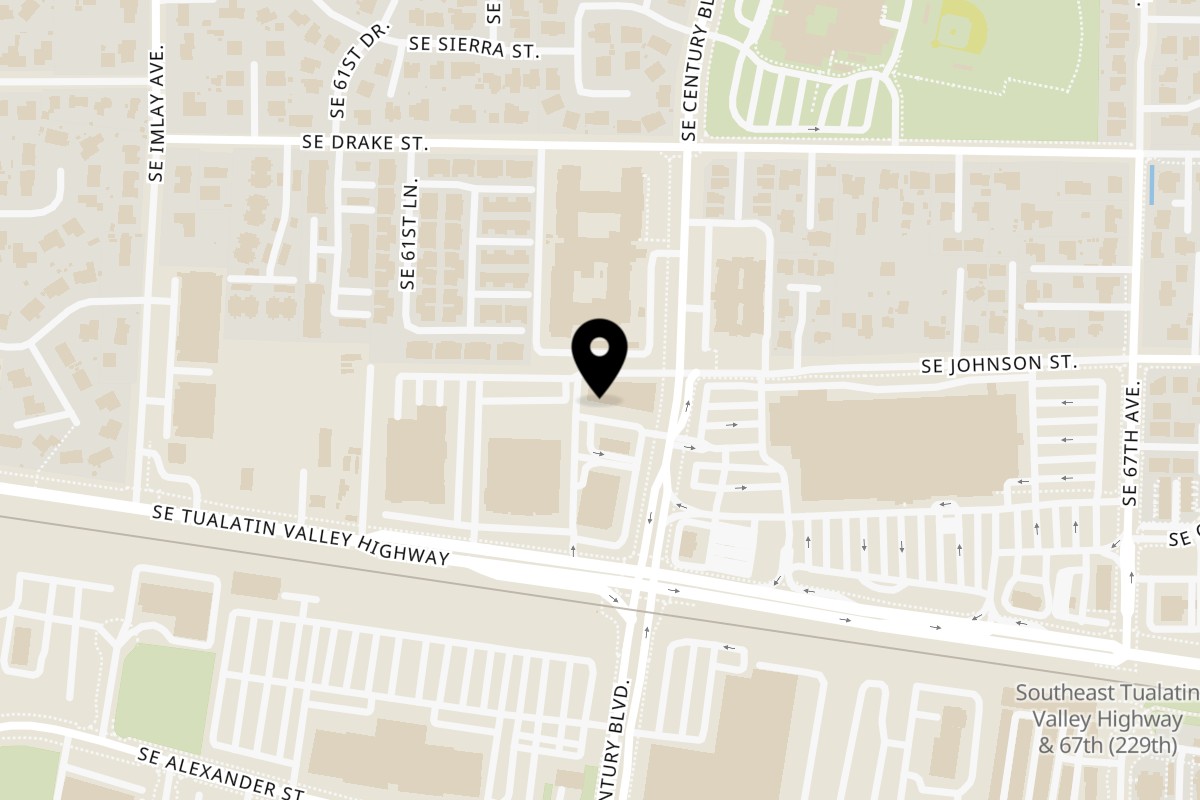 Map showing the location of Manny's Pizza Planet Restaurante & Catering on 2635 SE Century Blvd in Hillsboro